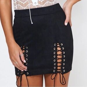 Suede Lace Up Skirt